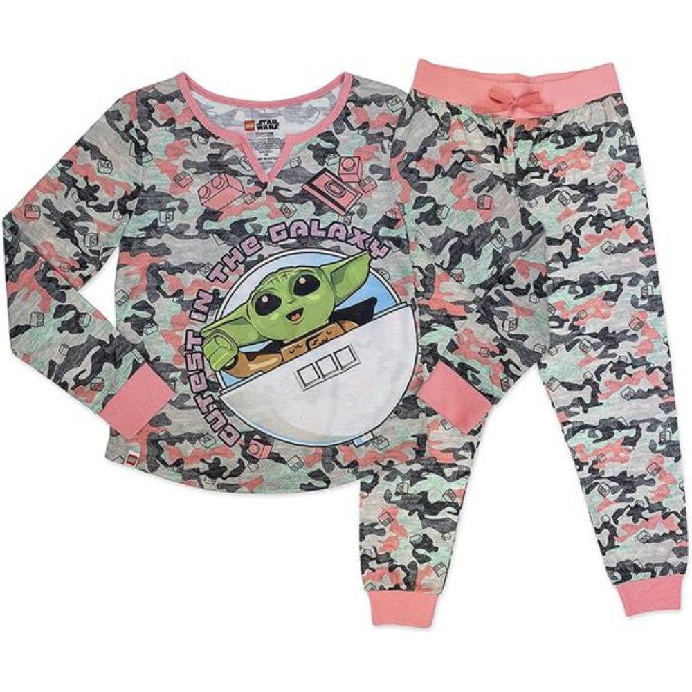 LEGO Star Wars Girl's 2-Piece Polyester Pajama Set, Gray
